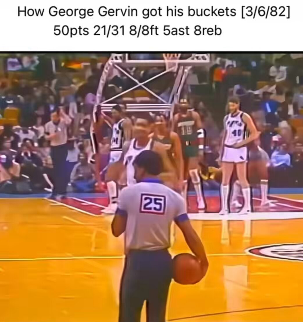 If Wemby wants to play like a guard AND master his post game he should hire former Spurs legend George “Iceman” Gervin to train him. No garbage step backs, no traveling, no flopping, just pure buckets with ELITE footwork and soft touch. Kids call them “plumbers” but these legends were true masters of the game ✌️ (halftime_content IG)