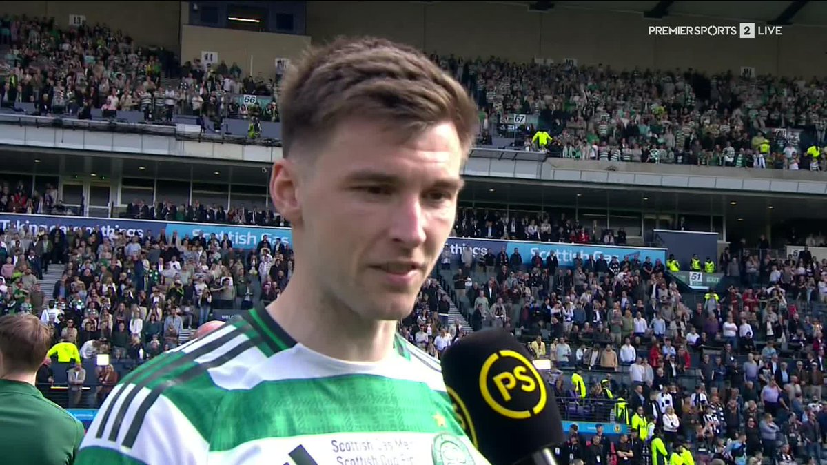 Kieran Tierney reacts after helping Celtic Football Club win the #ScottishCup Final 🍀 "People wrote us off but to come away with a double is incredible!" 🗣️