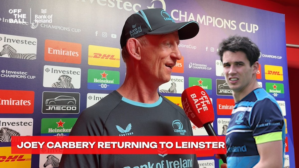 𝐉𝐨𝐞𝐲 𝐂𝐚𝐫𝐛𝐞𝐫𝐲 𝐫𝐞𝐭𝐮𝐫𝐧𝐢𝐧𝐠 𝐭𝐨 𝐋𝐞𝐢𝐧𝐬𝐭𝐞𝐫! 🗣️ "We tried to keep Ciaran no secret about that" 🗣️ "Joey on the flip side is coming in!" 🗣️ "Not 𝐜𝐨𝐧𝐟𝐢𝐫𝐦𝐞𝐝 confirmed!" Not 𝐜𝐨𝐧𝐟𝐢𝐫𝐦𝐞𝐝 confirmed... but Leinster boss Leo Cullen makes it pretty clear that we're likely to see Joey Carbey back in a #LeinsterRugby jersey next season! #Rugby on OTB with Bank of Ireland | #NeverStopCompeting