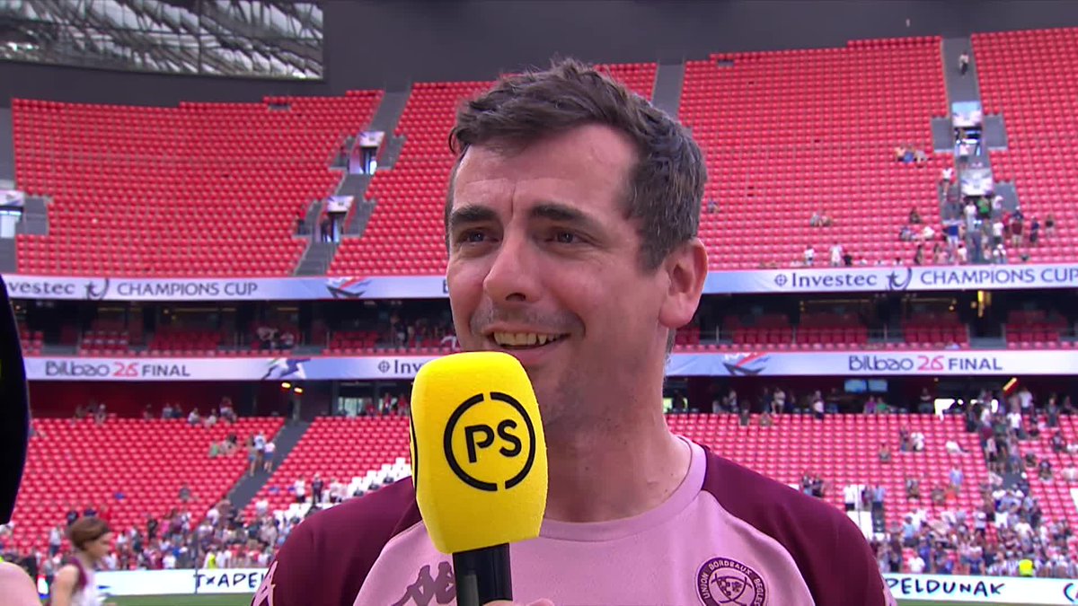 🟣 Bordeaux Backs Coach Noel McNamara reacts to beating Leinster in the #InvestecChampionsCup final "They were just really, really motivated to get that second title for the club" 🗣️