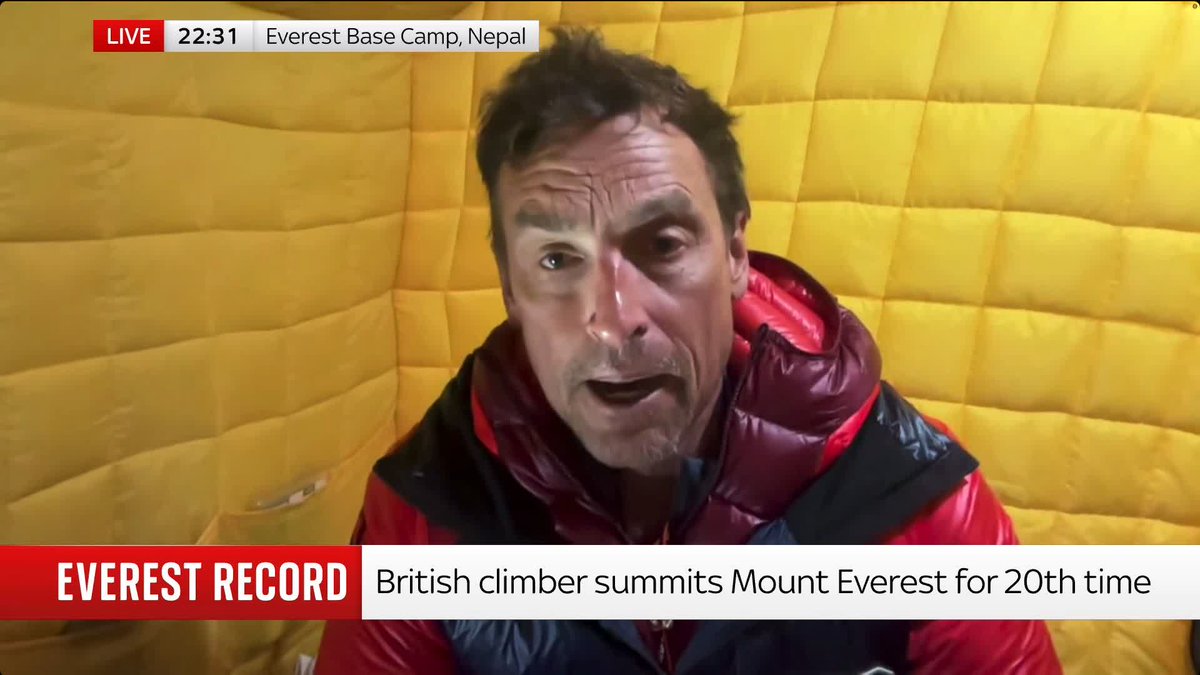 British climber Kenton Cool has scaled Mount Everest for a record 20th time, setting a new record for a non-Sherpa climber. He joins Matt Barbet live from an Everest base camp and describes his trek. 📺 Sky 501, Virgin 602, Freeview 233, and YouTube