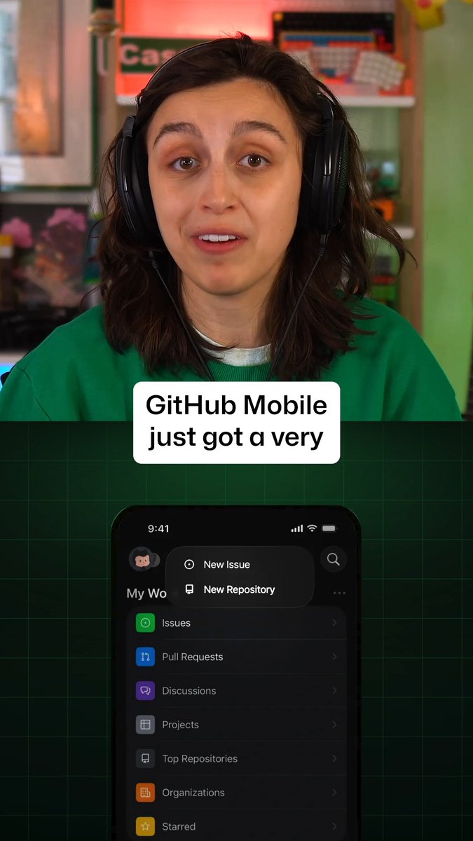 New project idea but left the laptop at home? 😬 Create a repo right from your phone. Name it, set visibility, and adjust the details in the GitHub Mobile app. 📱