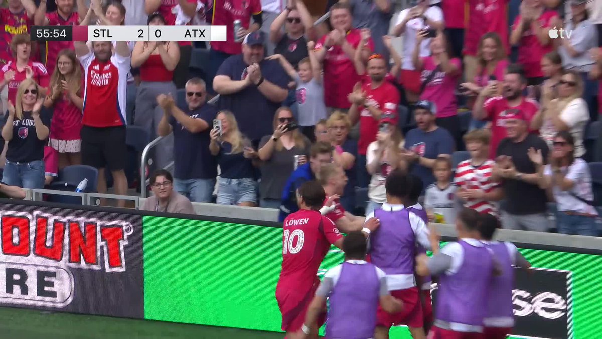 Fallou Fall buries his first MLS goal! 👊 St. Louis leads 2-0.