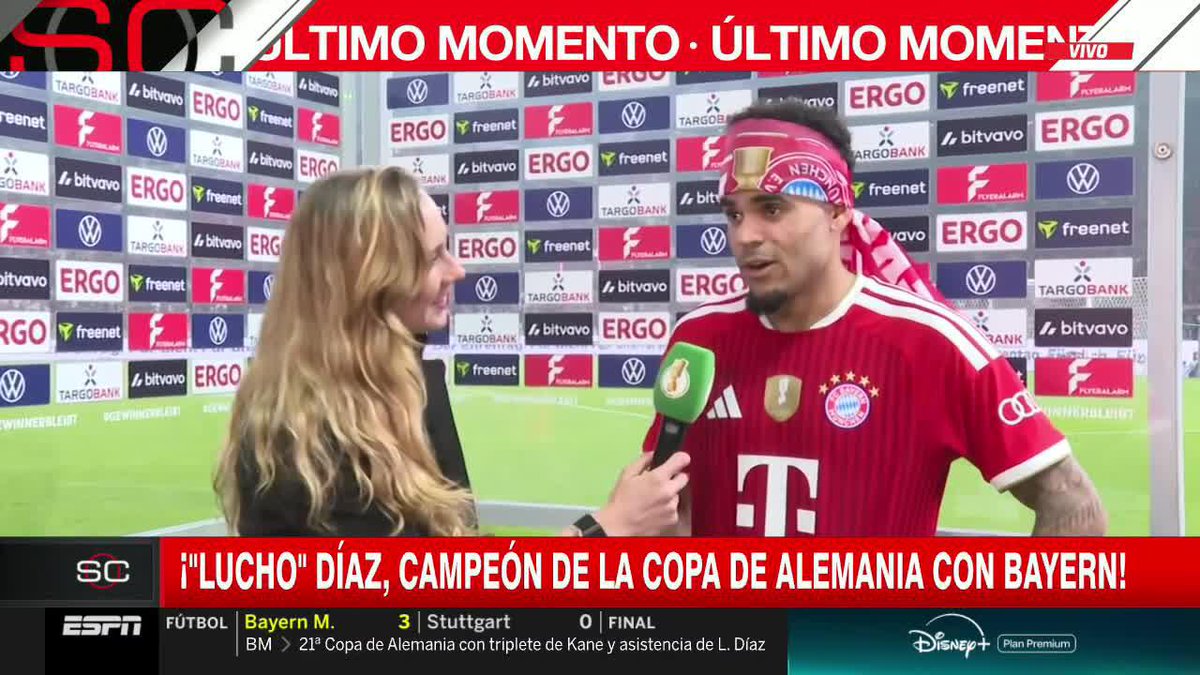 "MUY BIEN PREPARADO. CON LA TEMPORADA QUE TUVIMOS ACÁ, ESTOY ENERGICAMENTE MUY BIEN Y FÍSICAMENTE MUY BIEN" 🔜🇨🇴 Luego de gritar CAMPEÓN con el Bayern Munich en la Copa de Alemania, Lucho Díaz ya palpita la Copa del Mundo con la Sele 📺 #DisneyPlus Plan Premium
