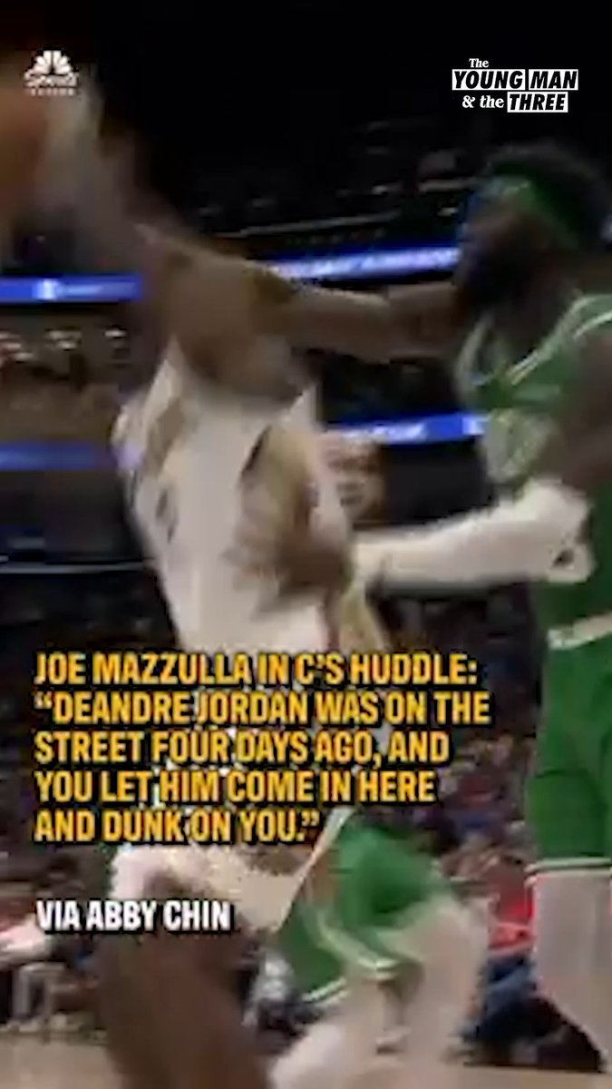 "This dude was on the street four days ago and he dunked on you!" -- Trey Murphy tells the story of Joe Mazzulla being upset after DeAndre Jordan dunked on the Celtics 😳
