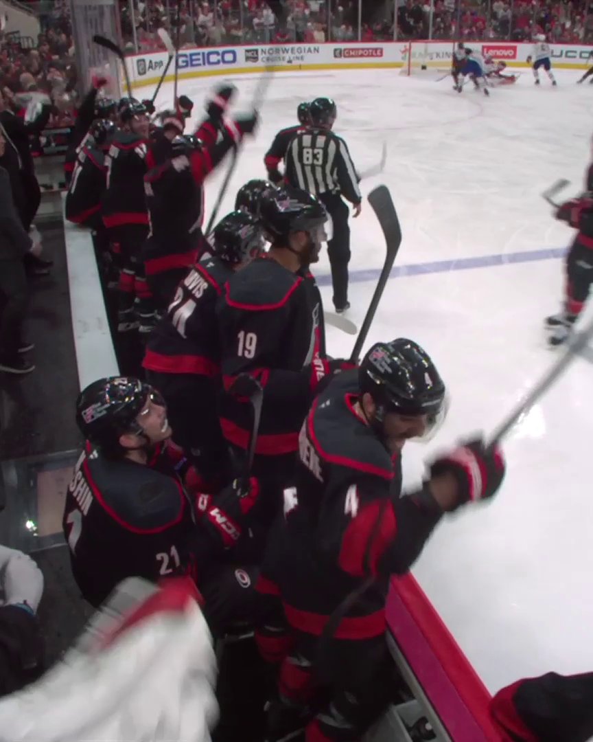 The Carolina Hurricanes bench reaction to Ehler's OT winner is fantastic 😆 #StanleyCup Now we want to see YOUR reaction to the OT goal! Upload your reactions here ➡️