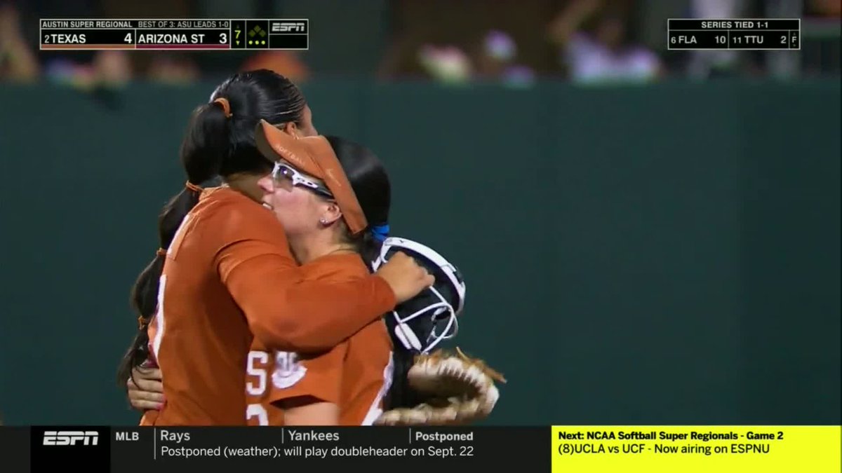 Grab your popcorn for game three tomorrow 🍿 #RoadToWCWS x 🎥 ESPN / Texas Softball