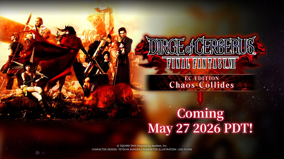 Event Coming Soon The showdown against Chaos and the most powerful Deepground soldier of them all, Weiss, awaits Vincent in DIRGE of CERBERUS -FINAL FANTASY VII- EC Edition Chapter 3! Get a sneak peek at the final chapter arriving May 27 7:00 PM PDT! #DCFF7 #FF7EverCrisis