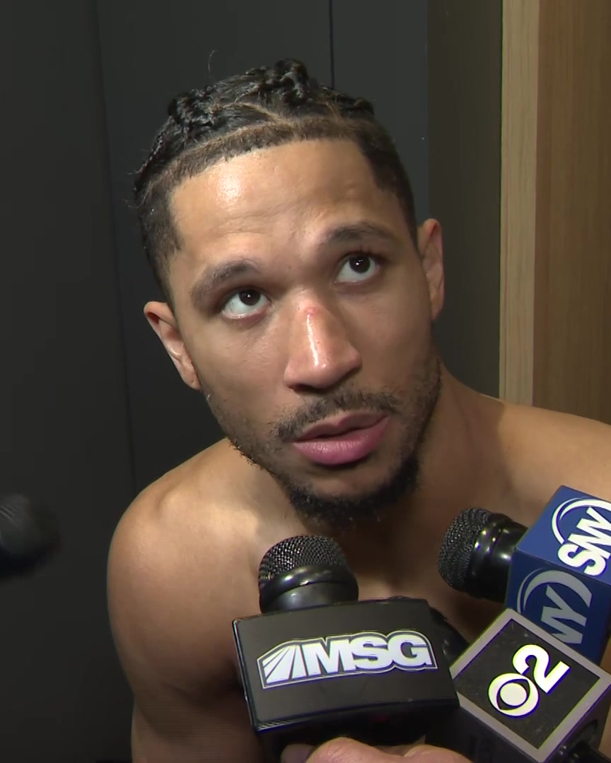 Josh Hart is asked if the Knicks winning 10 straight playoff games feels surreal: "Nah. We don't think about it that way. We're 1-0 today. Monday, we're 0-0. We're far from our goal."