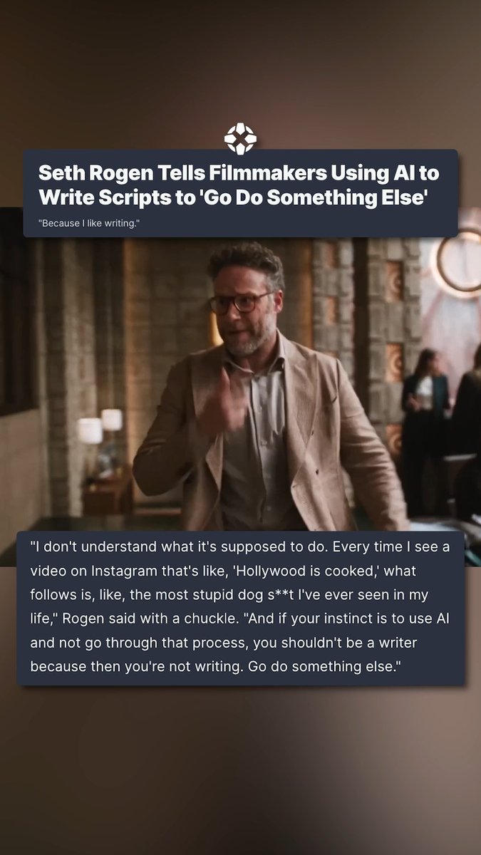 Safe to say, Seth Rogen isn't a fan of AI (via: Brut)
