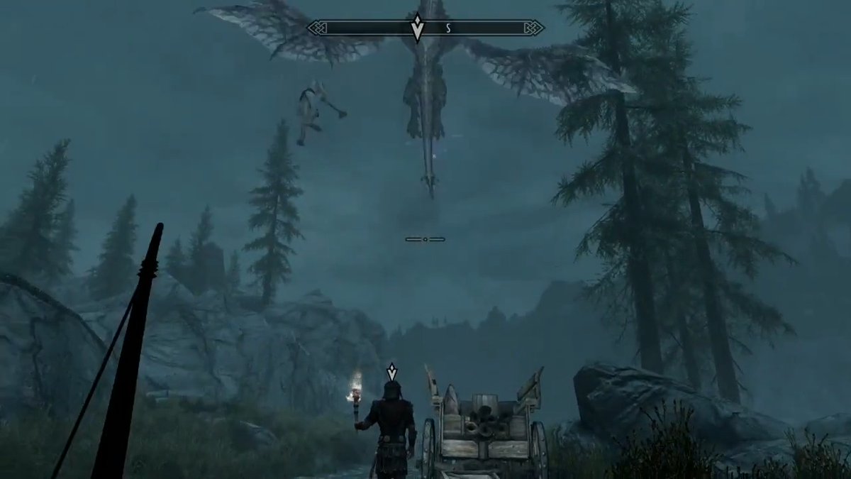 Skyrim player goes for a walk and a dragon drops a giant on them 🎥: u/Adrestia316