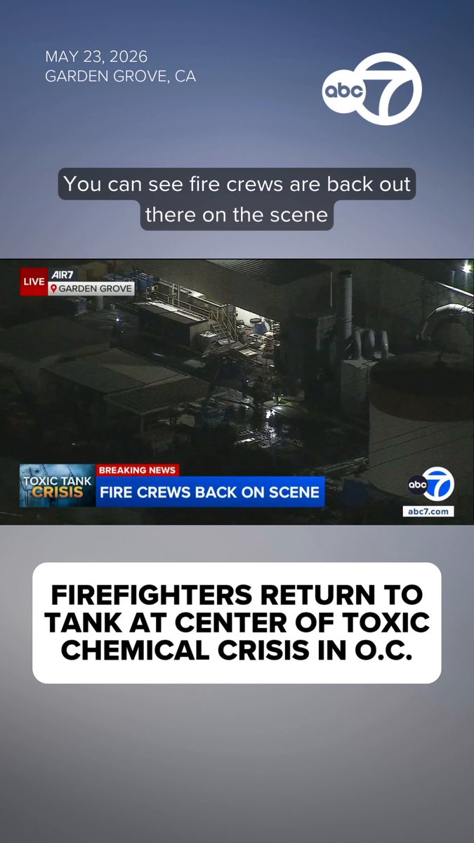 AIR7 video shows firefighters back at the scene of a toxic chemical tank crisis at GKN Aerospace in Garden Grove. Read more: