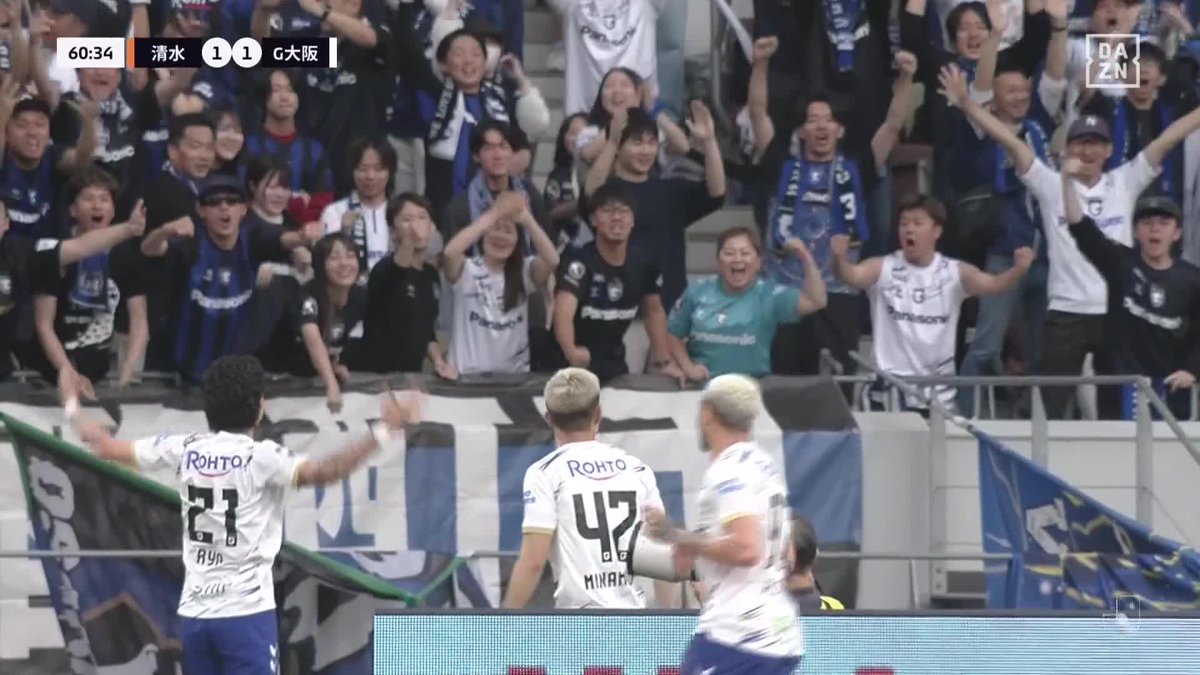 電光石火 初瀬亮のクロスからの南野遥海のヘッド 途中出場からわずか1分で同点ゴール 🏆明治安田J1百年構想リーグ 🆚清水×G大阪 🆓DAZN 無料LIVE配信中 #Jリーグ #だったらDAZN