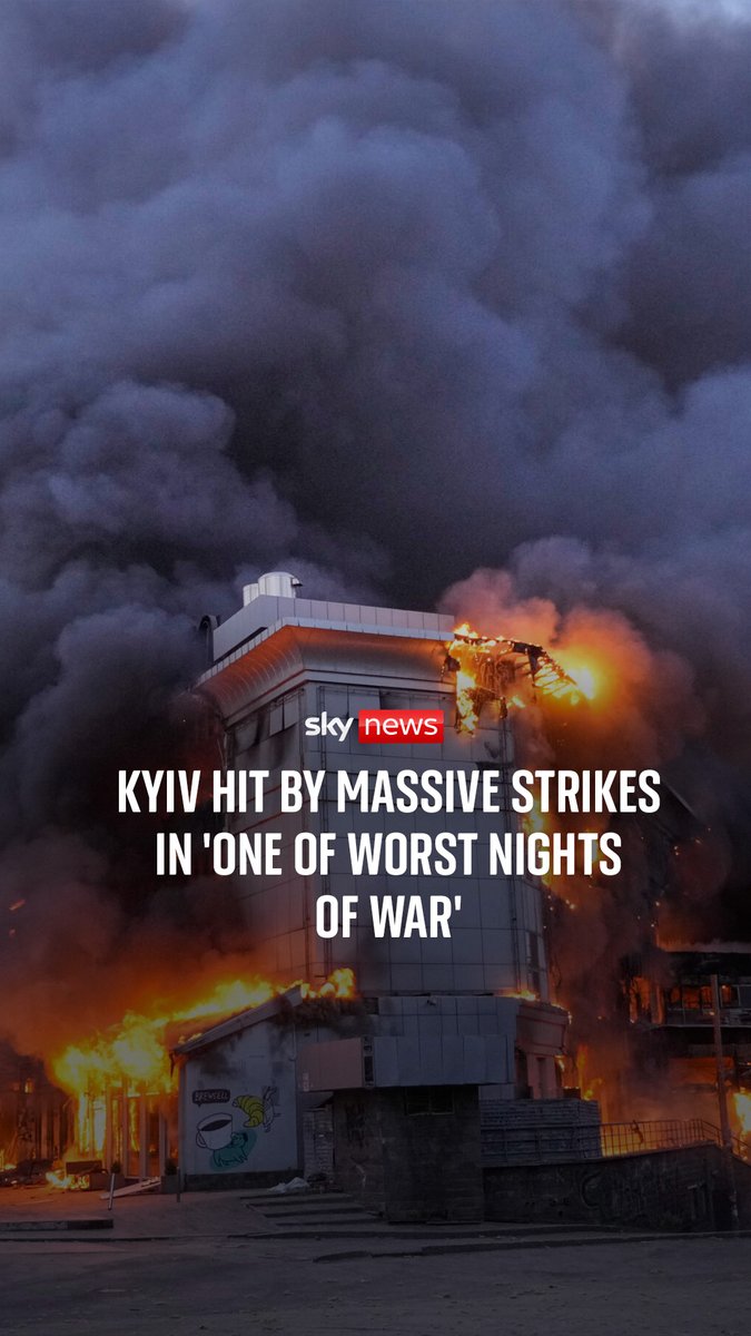 Russia launched a major overnight missile and drone attack on Kyiv, with explosions heard across the city centre.