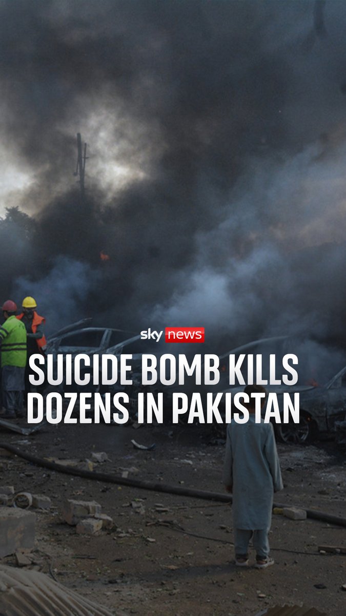 A suicide bomb has killed dozens in Pakistan. Two of the train carriages overturned and caught fire due to the force of the blast, sending thick black smoke into the air, according to footage online.