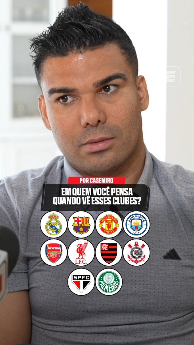 Casemiro respondeu em quem pensa ao ver esses 10 clubes! 👀⚽ E aí, fã de esportes, quais seriam as suas respostas? A ADM vai ficar de olho 👀 📺 Assista a Brighton x Manchester United neste domingo (24), às 12h (de Brasília), AO VIVO pela ESPN no Plano Premium do #DisneyPlus #FutebolNaESPN #PremierLeagueNaESPN