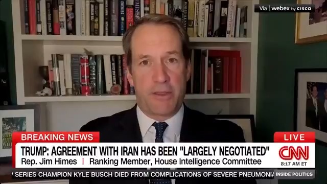 "Anybody who has watched the Iranians and the Persians negotiate for, you know, the last 2,500 years knows that until you have a deal, you have no deal, right?" Rep. Jim Himes, the ranking member on the House Intelligence Committee, tells Manu Raju. #InsidePolitics Jim Himes 🇺🇸🇺🇦