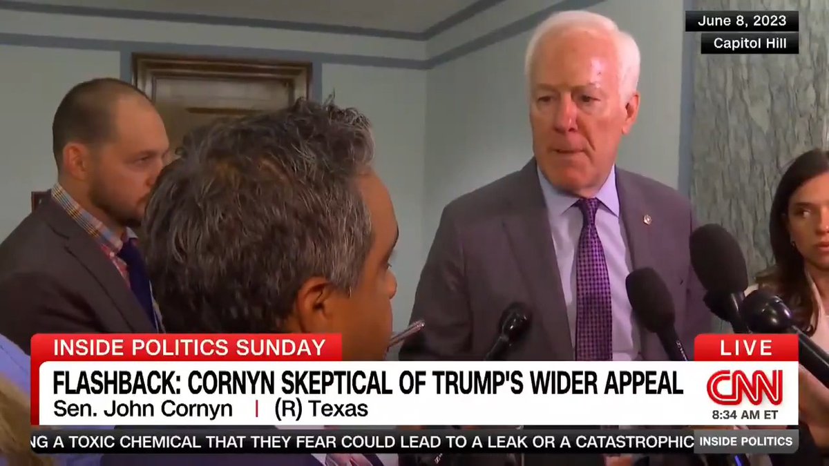 FLASHBACK: "President Trump seems to have loyal support in the primary, but not so much in a general election," Sen. John Cornyn (R-TX) told Manu Raju back in 2023. Three years later, Trump endorsed Cornyn's primary opponent Ken Paxton. Inside Politics