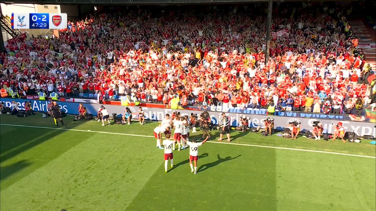 "Arsenal, Arsenal, Arsenal!" 😅 Noni Madueke doubles the champions' lead and joins the fans' chant!