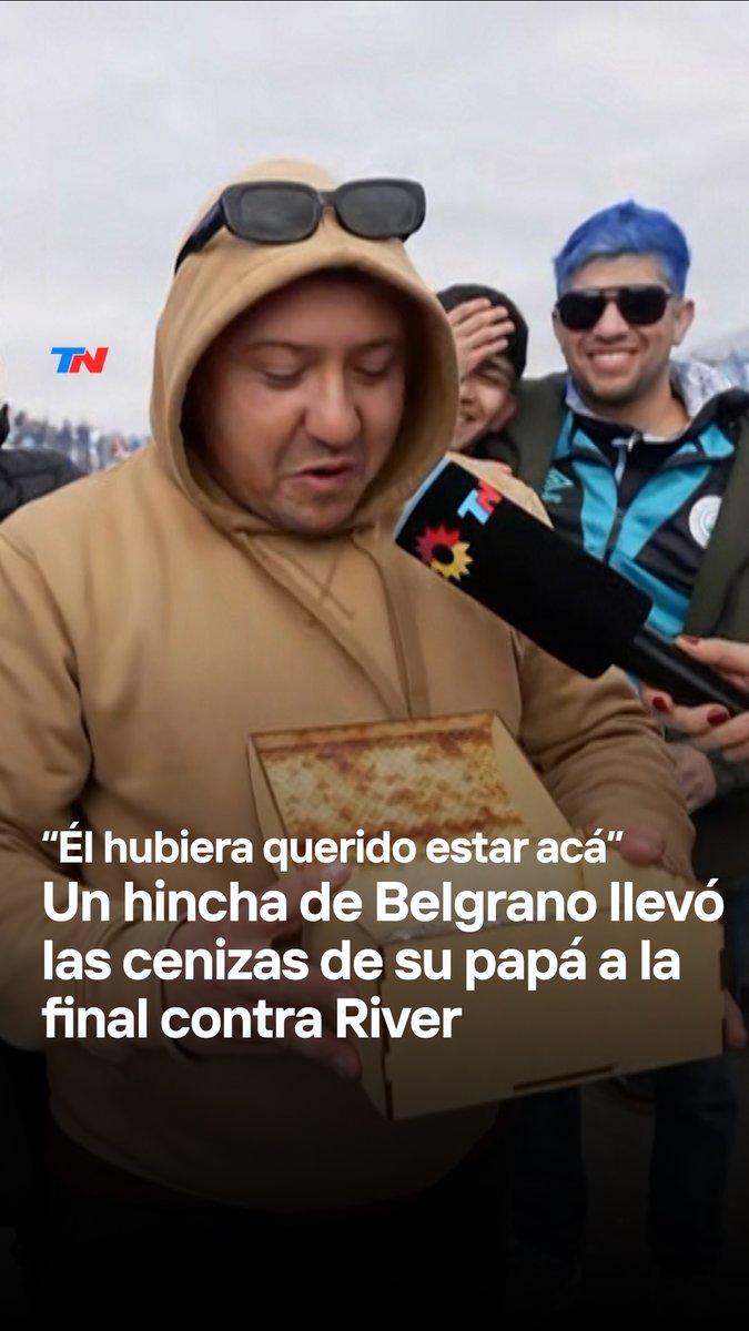 "NOS VA A AYUDAR DESDE EL CIELO" I Un hincha de Belgrano llevó las cenizas de su papá a la final contra River: “El hubiera querido estar acá”. "Le dije a mi vieja: ´lo voy a llevar al papi´", le contó Ariel a TN.