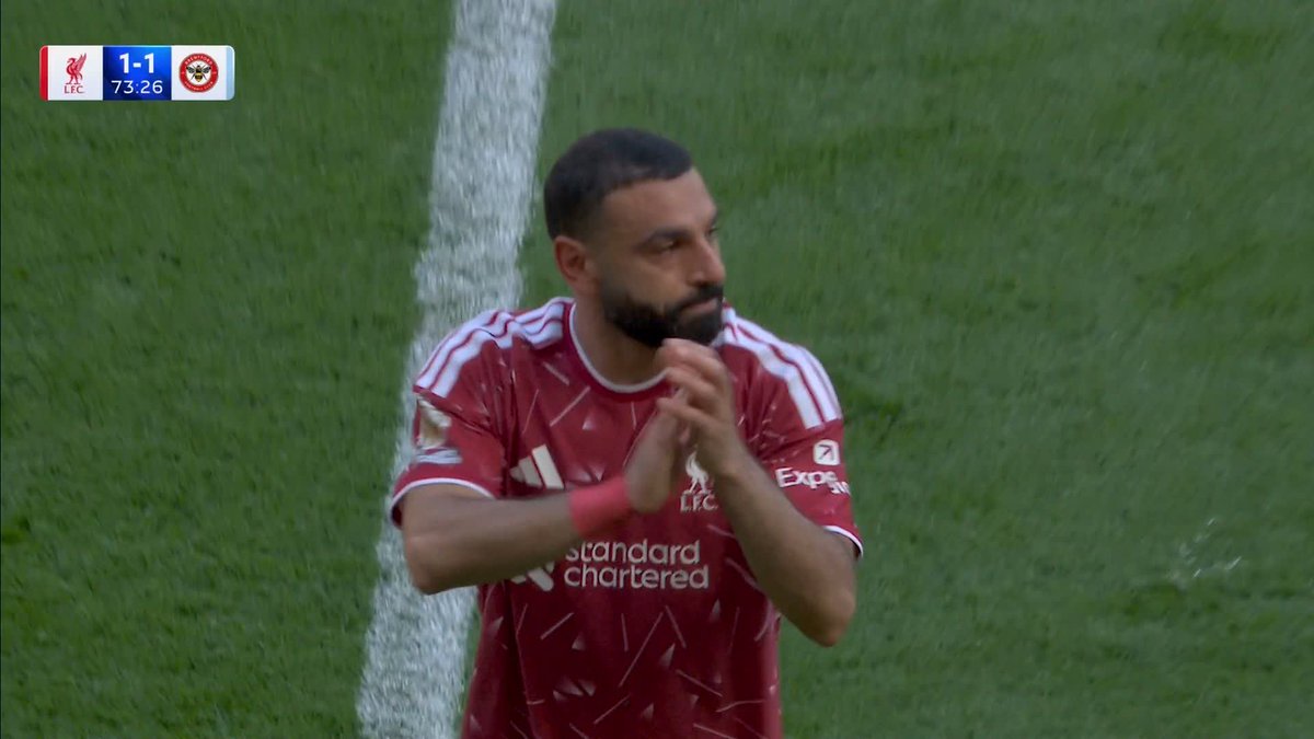 Mo Salah leaves the Anfield pitch for the final time as a Liverpool player 🔴