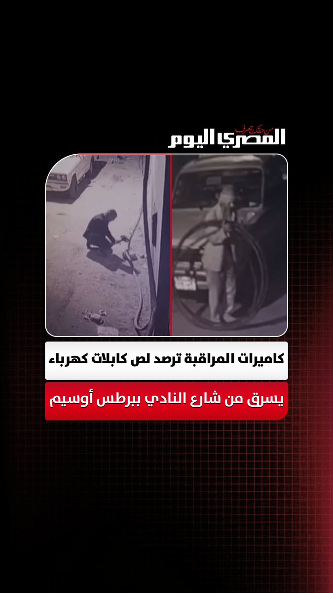 كاميرات المراقبة ترصد لص كابلات كهرباء يسرق من شارع النادي ببرطس أوسيم.. والأهالي يستغيثون