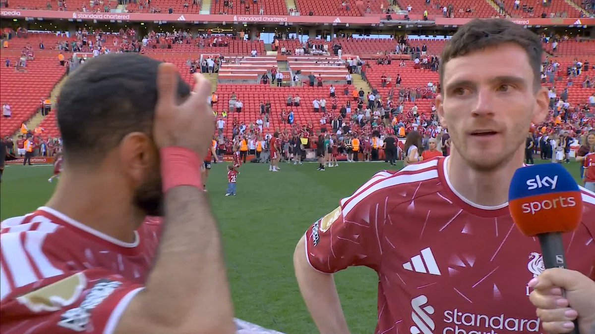 🗣️ "There are two other important people leaving their clubs." Andy Robertson pays tribute to Pep Guardiola and Seamus Coleman following his final appearance for Liverpool.