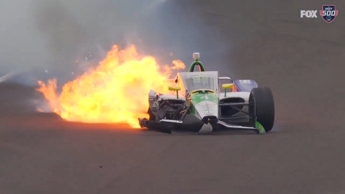 A scary hit for Caio Collet brings out the red flag. #Indy500