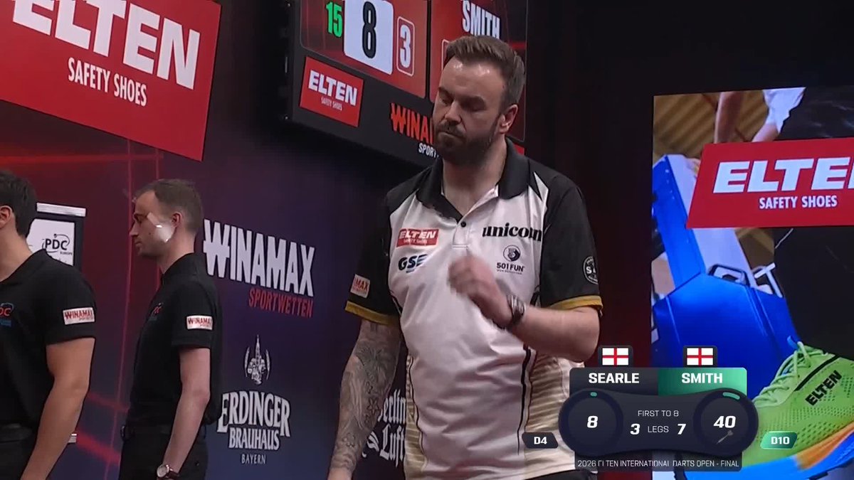 SMITH WINS ET7! 🏆 Jubilation for Ross Smith in Riesa, as Smudger wins his maiden European Tour title at the International Darts Open, beating Ryan Searle 8-3! 📺 #ET7