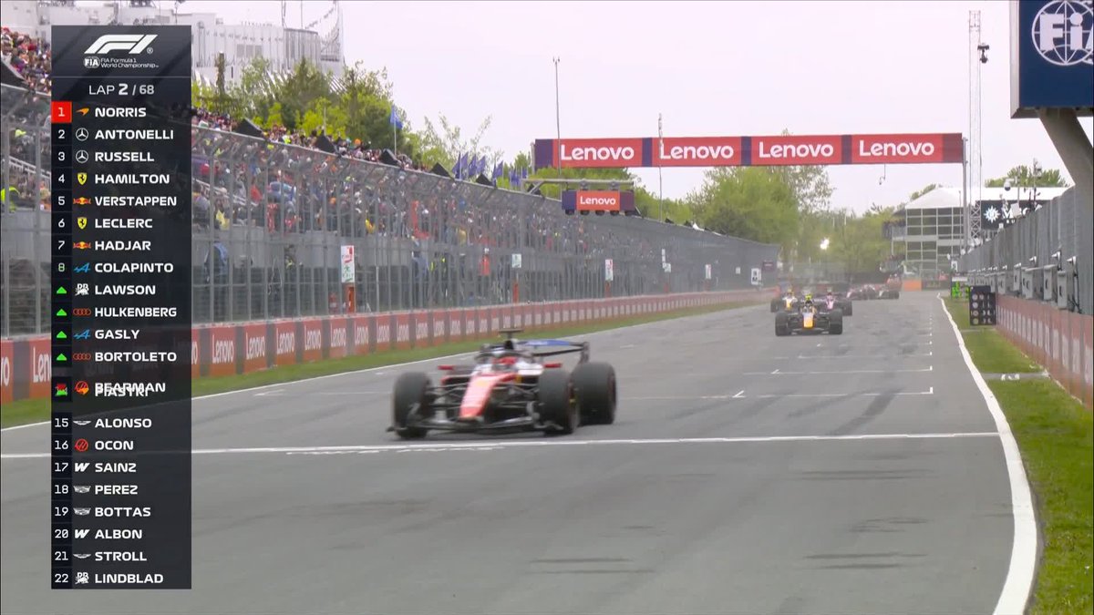 Third time lucky! 😅 After two extra formation laps, we're finally underway in Montreal 🇨🇦