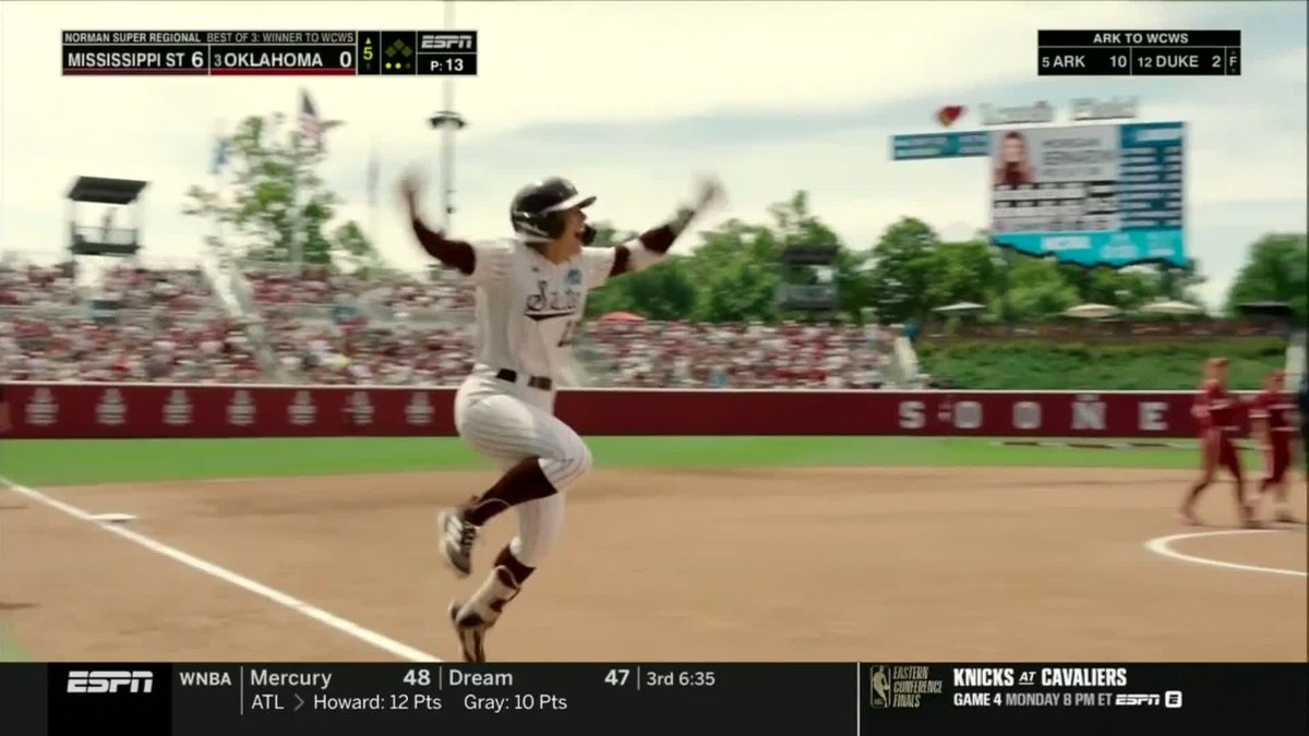 WOW. 2-RUN BERNARDINI BOMB. 👀 #RoadToWCWS x 🎥 ESPN / Mississippi State Softball