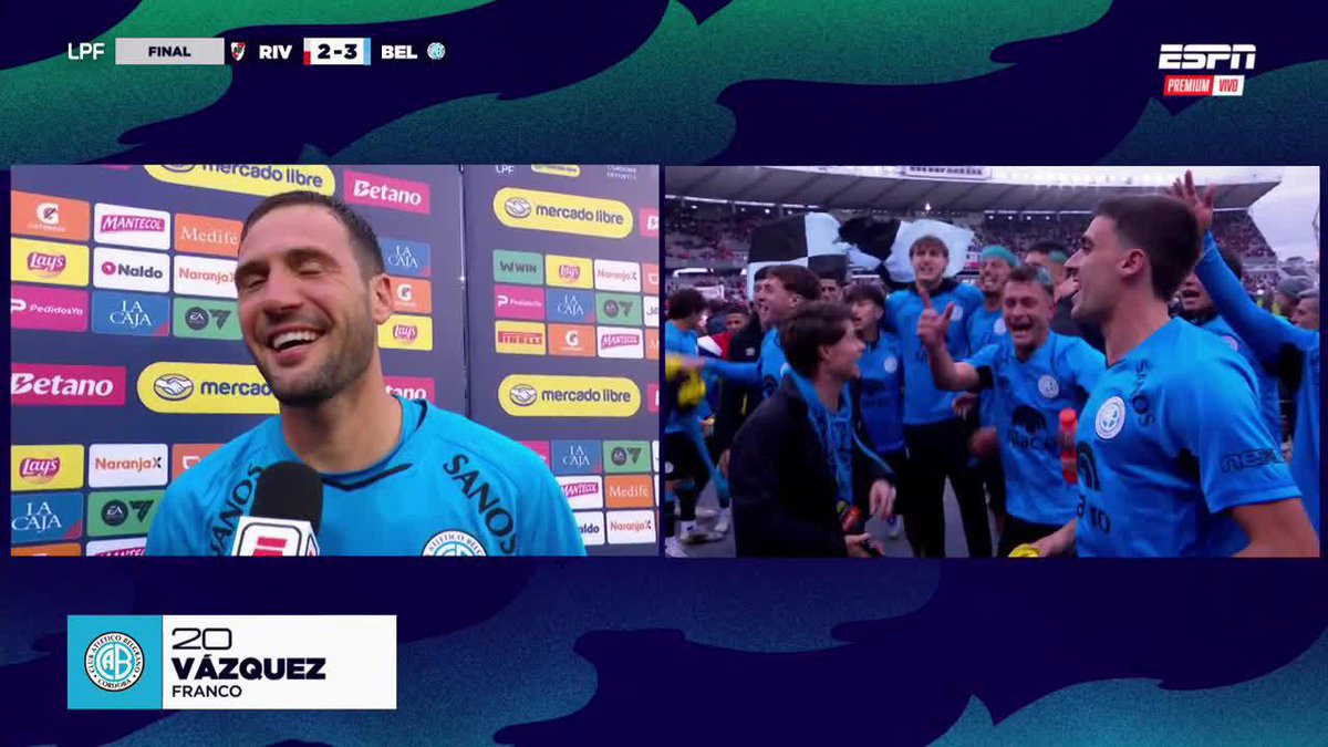 👏🏼 El Mudo Vázquez fue CLAVE en el 3-2 de Belgrano vs. River con su quite ante Juan Cruz Meza y resaltó su experiencia a la hora de declarar luego del épico e histórico título del Pirata 📺 ESPN Premium | Suscribite al Pack Fútbol en