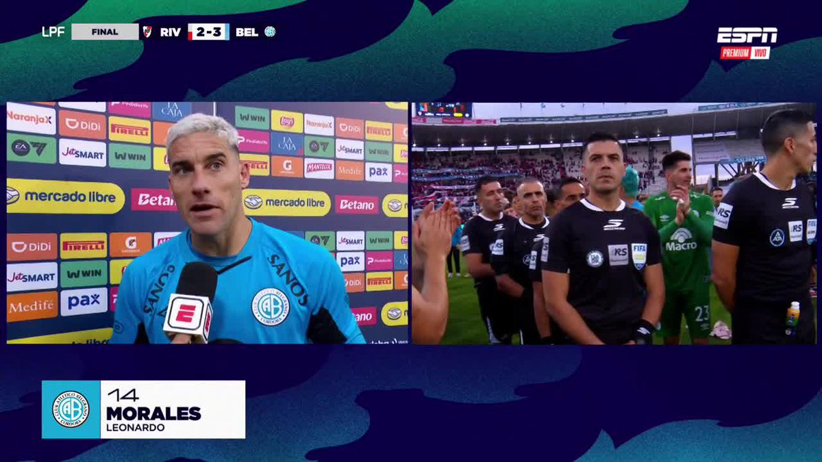EL CORAZÓN DE LADO: Leo Morales, reconocido hincha de River, y héroe del Belgrano campeón del #TorneoApertura. 📺 ESPN Premium | Suscribite al Pack Fútbol en