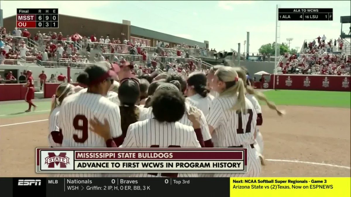 Mississippi State just: • earned its FIRST EVER (!!) WCWS berth • snapped Oklahoma’s 9-yr WCWS streak • ^ OU had been to 13 of the last 14 WCWS • shut out OU for FIRST time since 2019 And this ALL happened in Norman. An upset of EPIC proportions.