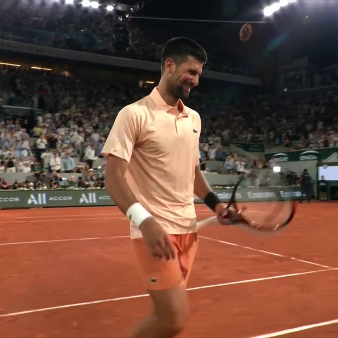 Novak Djokovic dancing after his win over Mpetshi Perricard at Roland Garros 🕺🏻 😭😭😭😭