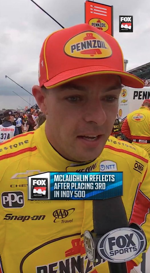 Scott McLaughlin rebounds from last year's Indy 500 with a third-place finish. He's with Georgia Henneberry.