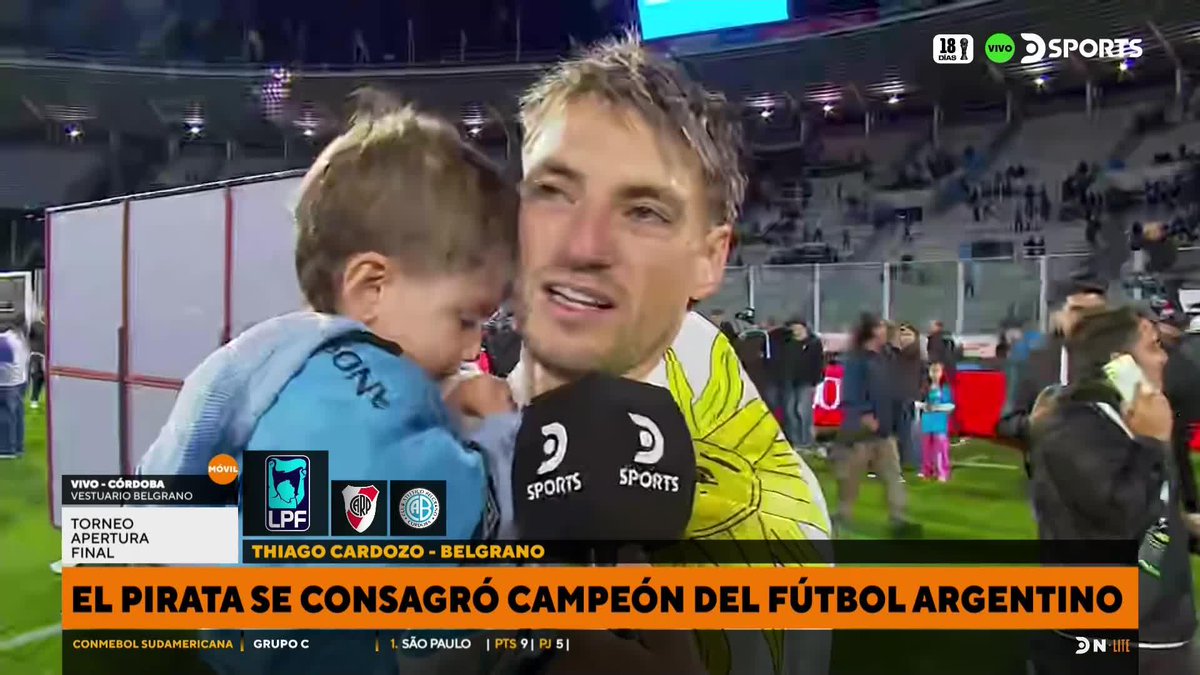 "PERDÍ A MI HERMANO, PERDÍ A MI PAPÁ, ME ROMPÍ LA RODILLA" 🧤 Thiago Cardozo, arquero de Belgrano, contó los difíciles momentos de su vida tras ganar el título con Belgrano. 🎙️ @facusanches9 en #DSPORTSNoticias Lite