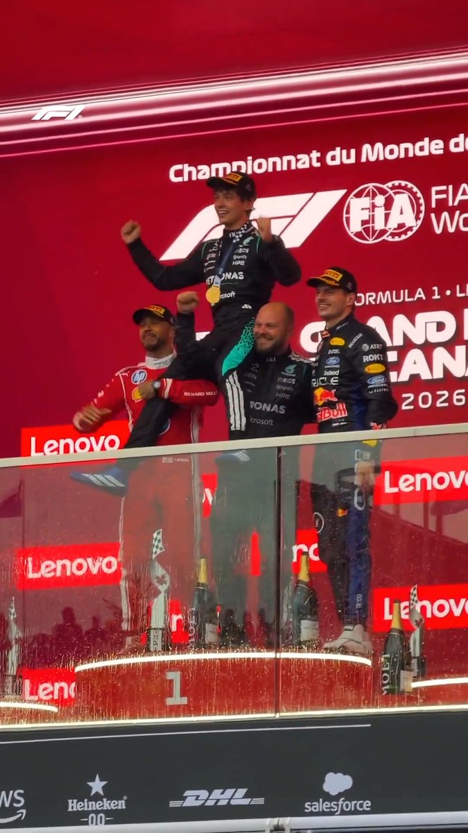 Lifted onto the top, TOP step of the podium! โ๐ #F1 #CanadianGP