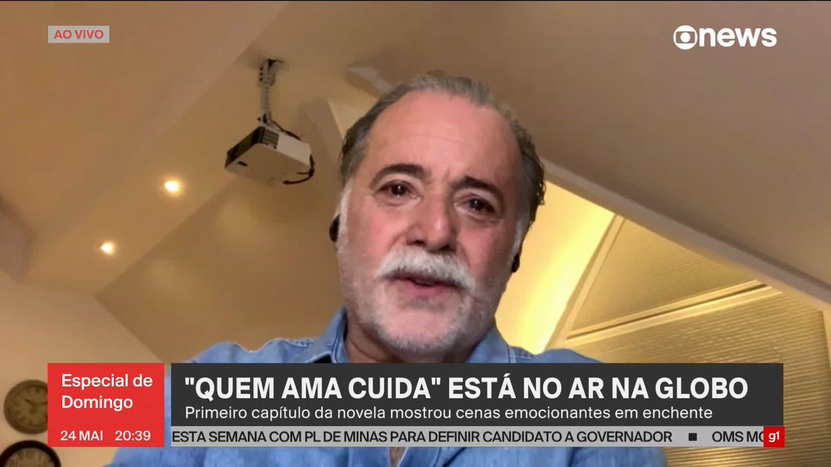 Tony Ramos se emociona ao reassistir cena de 'Quem Ama Cuida'. ➡️ Assista à #GloboNews ao vivo: #EspecialdeDomingo