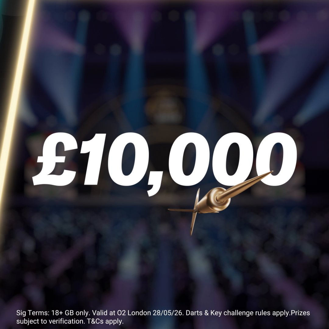Haven't heard about our 𝗚𝗢𝗟𝗗𝗘𝗡 𝗚𝗜𝗩𝗘𝗔𝗪𝗔𝗬 on Finals Night? 🎯 Come and find us, step up to the oche & you can win up to £𝟭𝟬,𝟬𝟬𝟬 𝗖𝗔𝗦𝗛! - The Peninsula Spire, outside the O2 - 10:00-19:00 T&Cs: