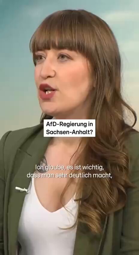 Linken-Fraktionschefin Heidi Reichinnek warnt vor AfD-Regierung in Sachsen-Anhalt. Am 19. Mai hat sie im „Frühstart“ von RTL und ntv eindringlich vor einer möglichen AfD-Regierungsübernahme gewarnt. Die Politikerin sieht darin einen Angriff auf Demokratie, Rechtsstaat und Grundgesetz. Wer die AfD wähle, müsse sich bewusst sein, dass diese Partei Schlüsselpositionen in Polizei, Verfassungsschutz, Bildung und Medien besetzen wolle. Solche Aussagen zeigen einmal mehr, wie tief die Angst vor einer echten Machtverschiebung in Teilen der etablierten Politik sitzt. 🤣🤣🤣🤣 Satire nichts ist ernst gemeint.