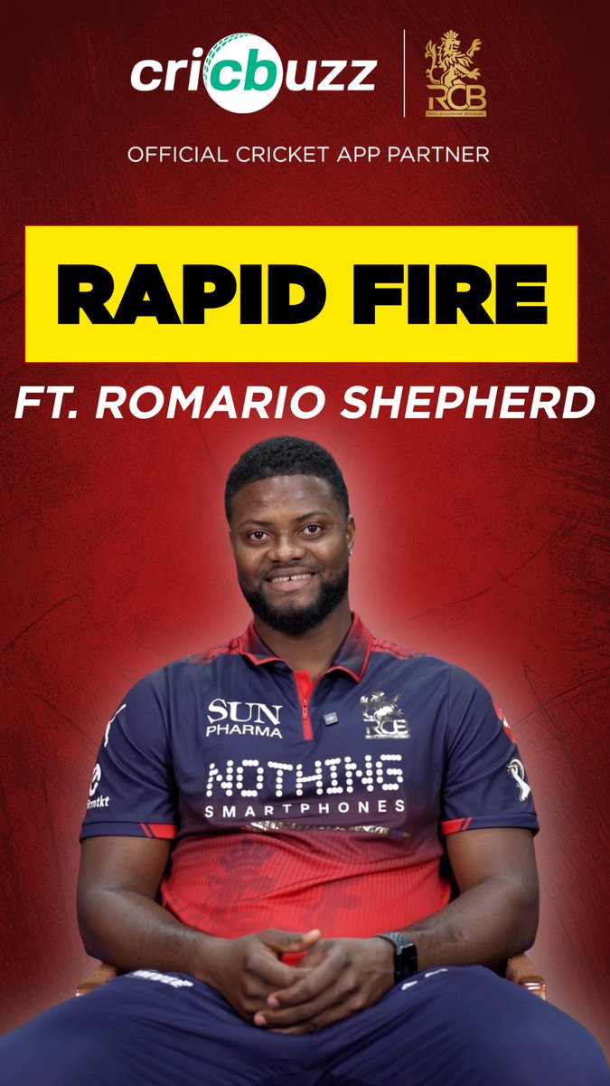 Rapid fire ft. Romario Shepherd 🔥 Batter who is toughest to set a field to? 🏟️ Batter who can get boundary on demand? 🏏 Watch NOW 📱 Royal Challengers Bengaluru