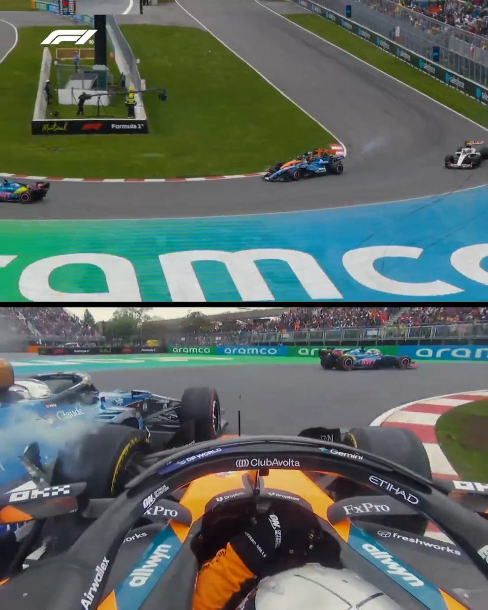Unfortunate contact between Oscar Piastri and Alex Albon ended the latter's race on the spot! 💥❌ #F1 #CanadianGP