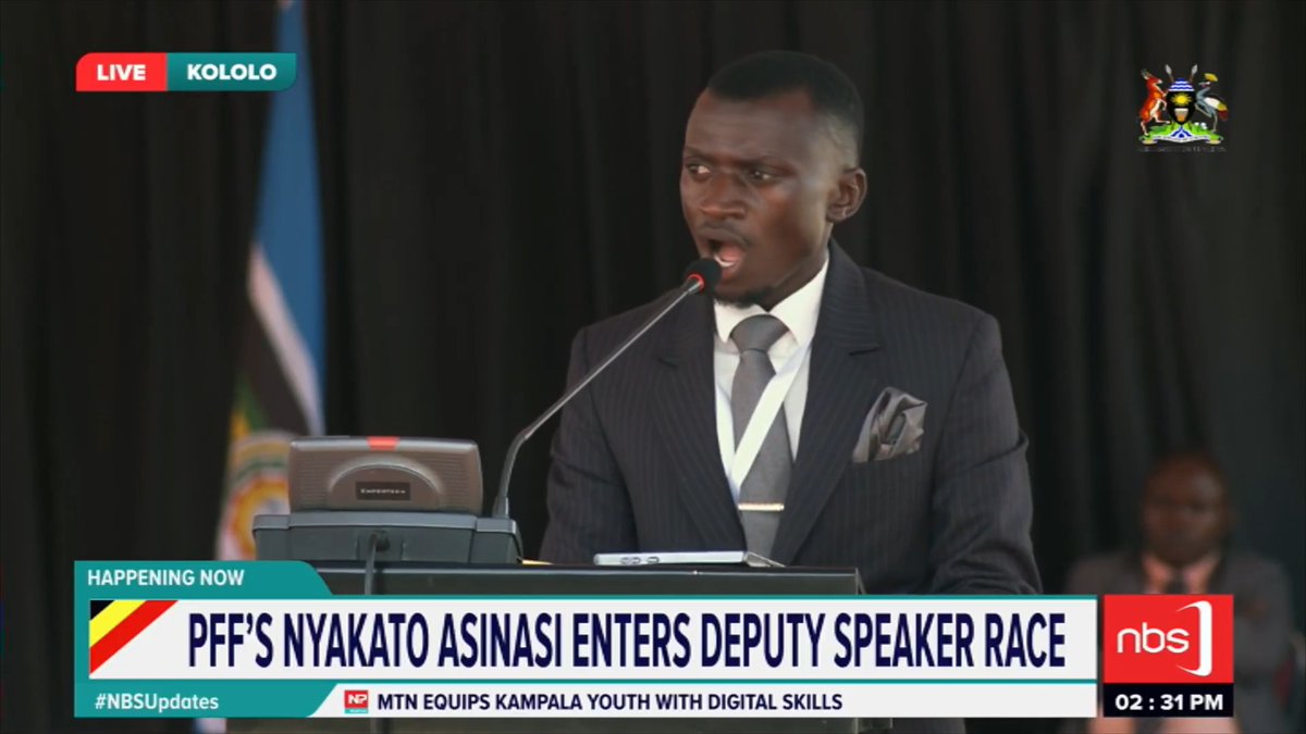VIDEO: Hon Yusuf Junior Nkerettanyi nominates Aine Kaguta Godfrey Sodo for Deputy Speaker of the 12th Parliament at the first sitting currently underway. #NBSUpdates #PlenaryUg