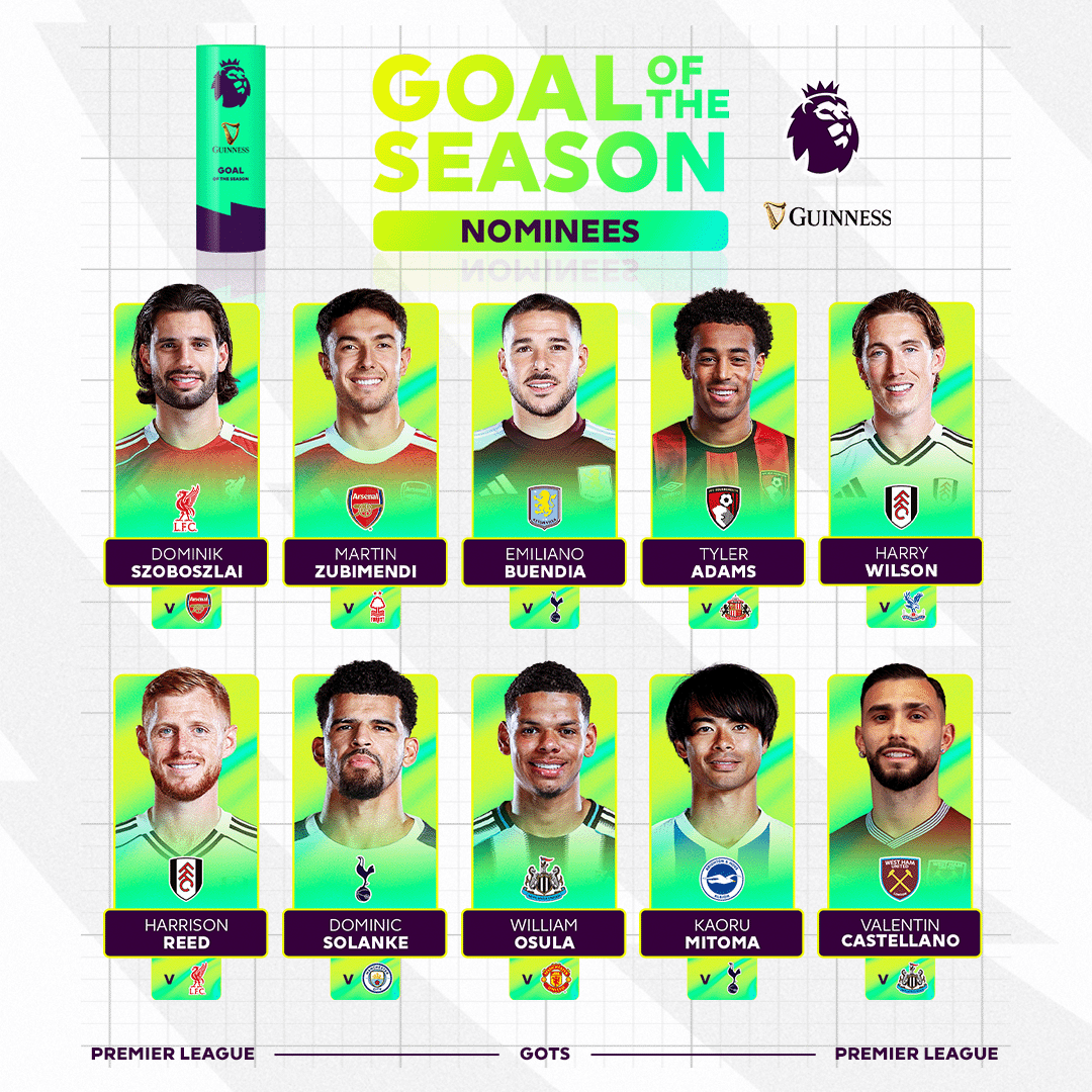 A seriously STACKED shortlist 😍 It’s time to vote for your Guinness Goal of the Season 🙌