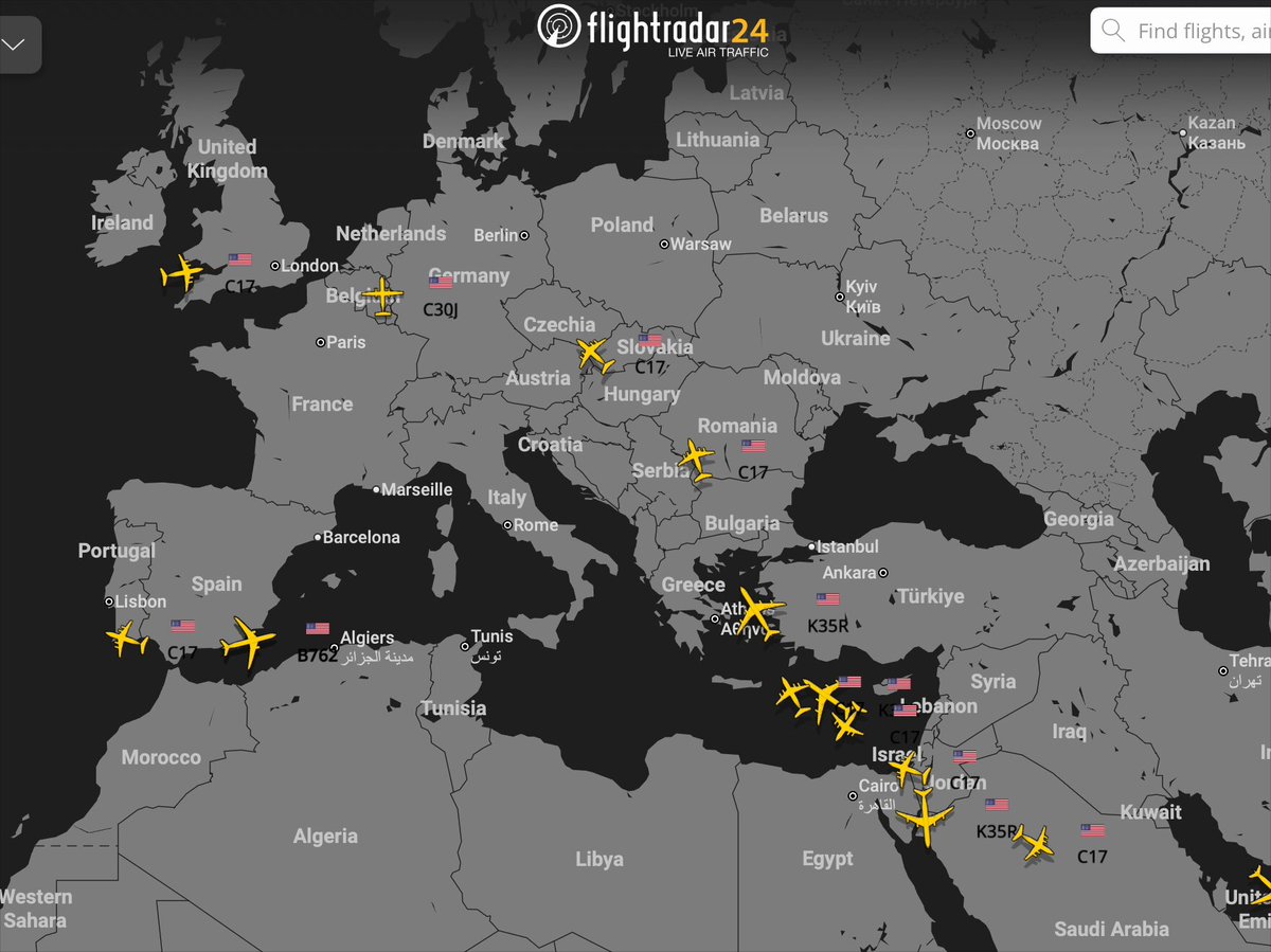 US airforce airlift to the Middle East continues at a large rate despite talks about negotiations being close to completed. They are preparing other options still...
