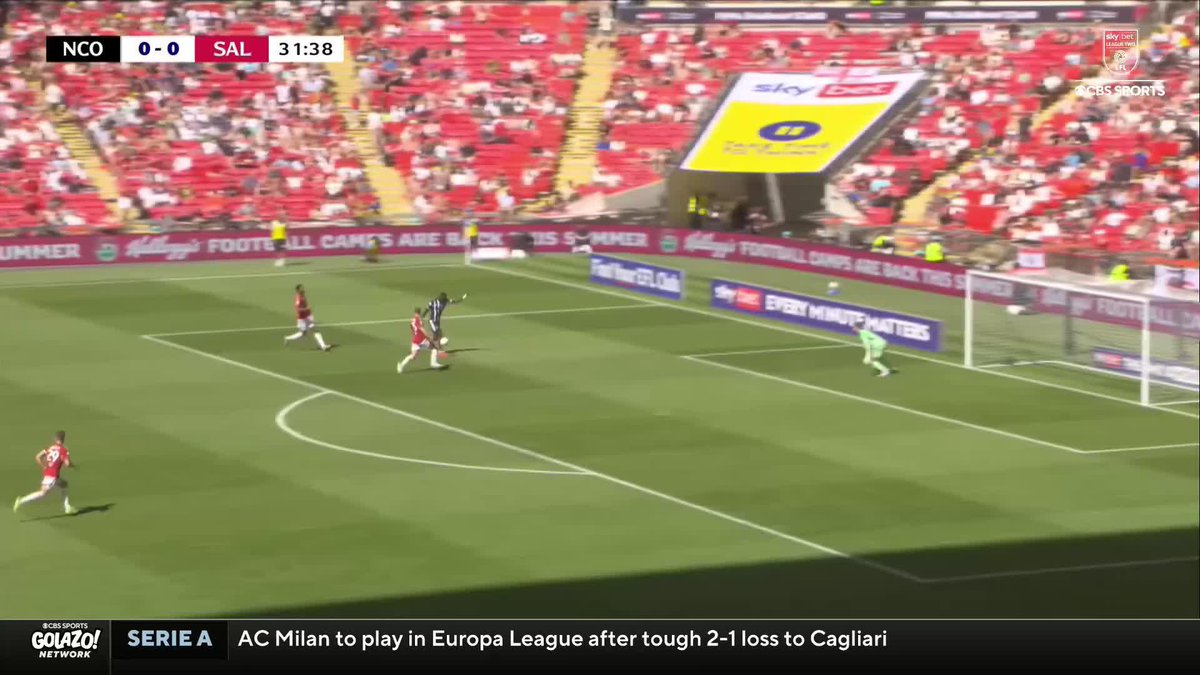 NOTTS COUNTY STRIKE FIRST 💥 Alassana Jatta coolly slots home from the long ball 🇬🇲 Watch Notts County vs. Salford City in the League Two playoff final live on Paramount+ 📺