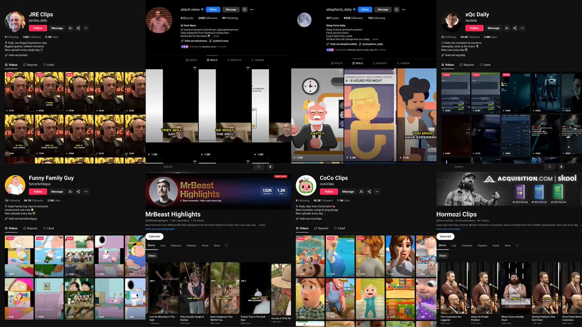 Introducing Faceless Clipping Channel, a fully autonomous company run by agents on Naive. One prompt → complete team of agents running your own faceless short-form empire: > Research your niche + current trending topics daily > Scan long-form content for high-ROI clips > Extract and score the most likely viral-worthy snippets > Edit them with perfect formatting for TikTok, Reels & Shorts > Recursively learn from analytics to scale virality Zero filming. Zero editing. Zero employees.