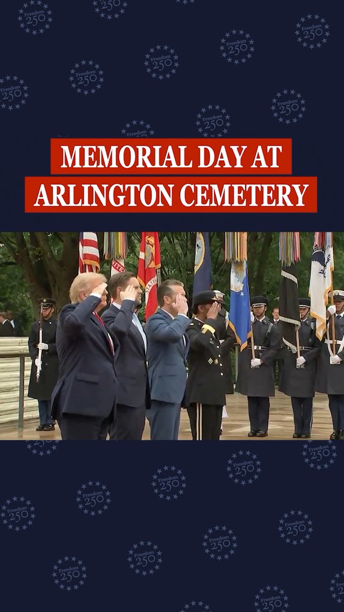 President Trump, Vice President Vance, and Secretary of War Hegseth arrive at Arlington National Cemetery for today’s Memorial Day Observance Ceremony