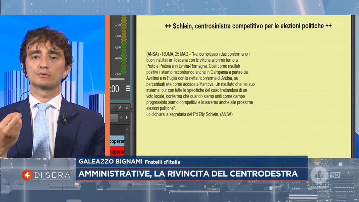 "Se aveva ragione Schlein quando diceva che Venezia avrebbe dato l'avviso di sfratto a Meloni, sembra che quell'avviso qualcuno l'abbia dato a lei" Galeazzo Bignami a #4disera